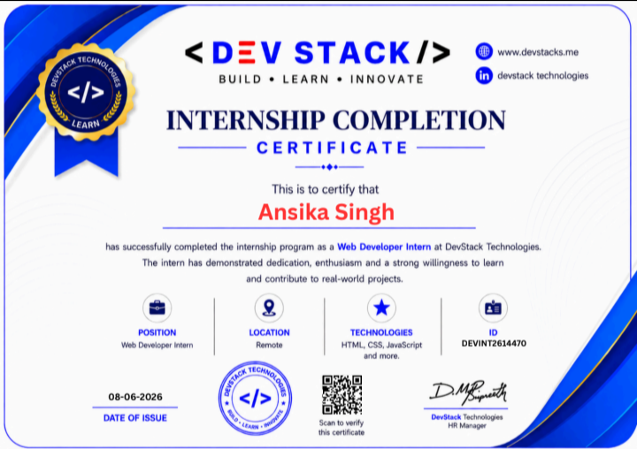 DevStack Internship Completion