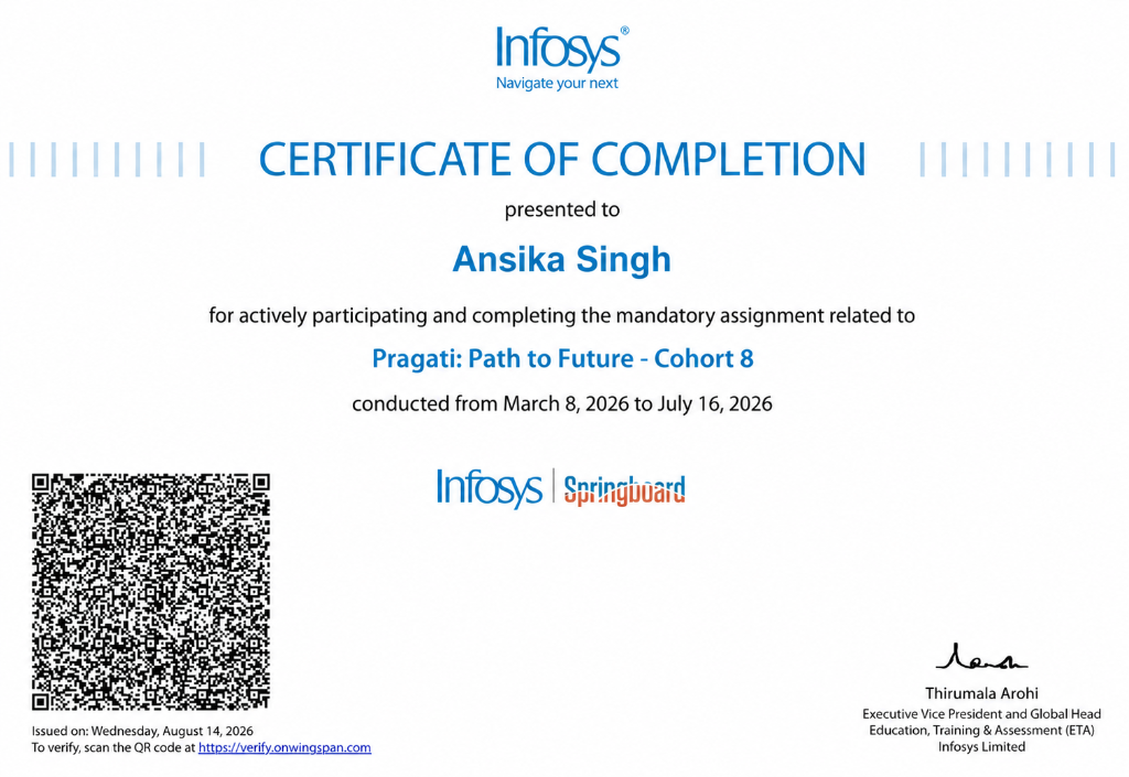 Infosys Pragati Cohort 8